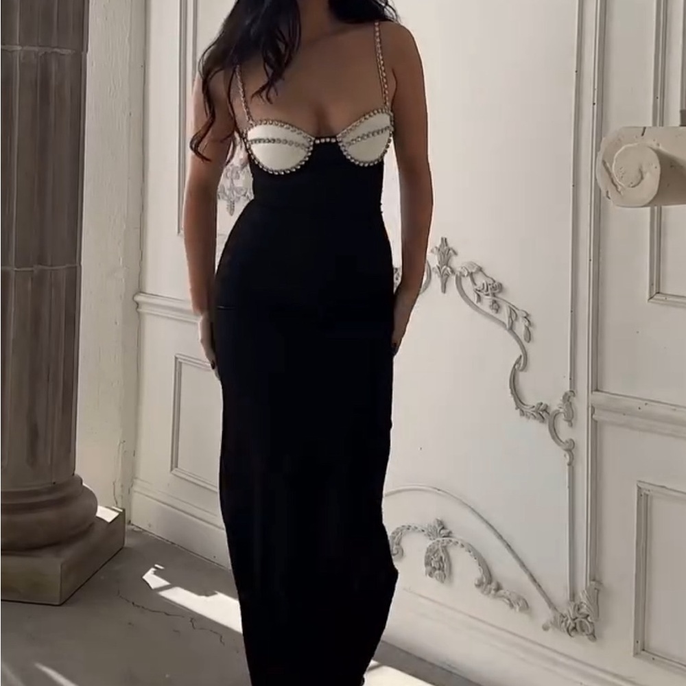 Crystal Trimmed Bustier Maxi